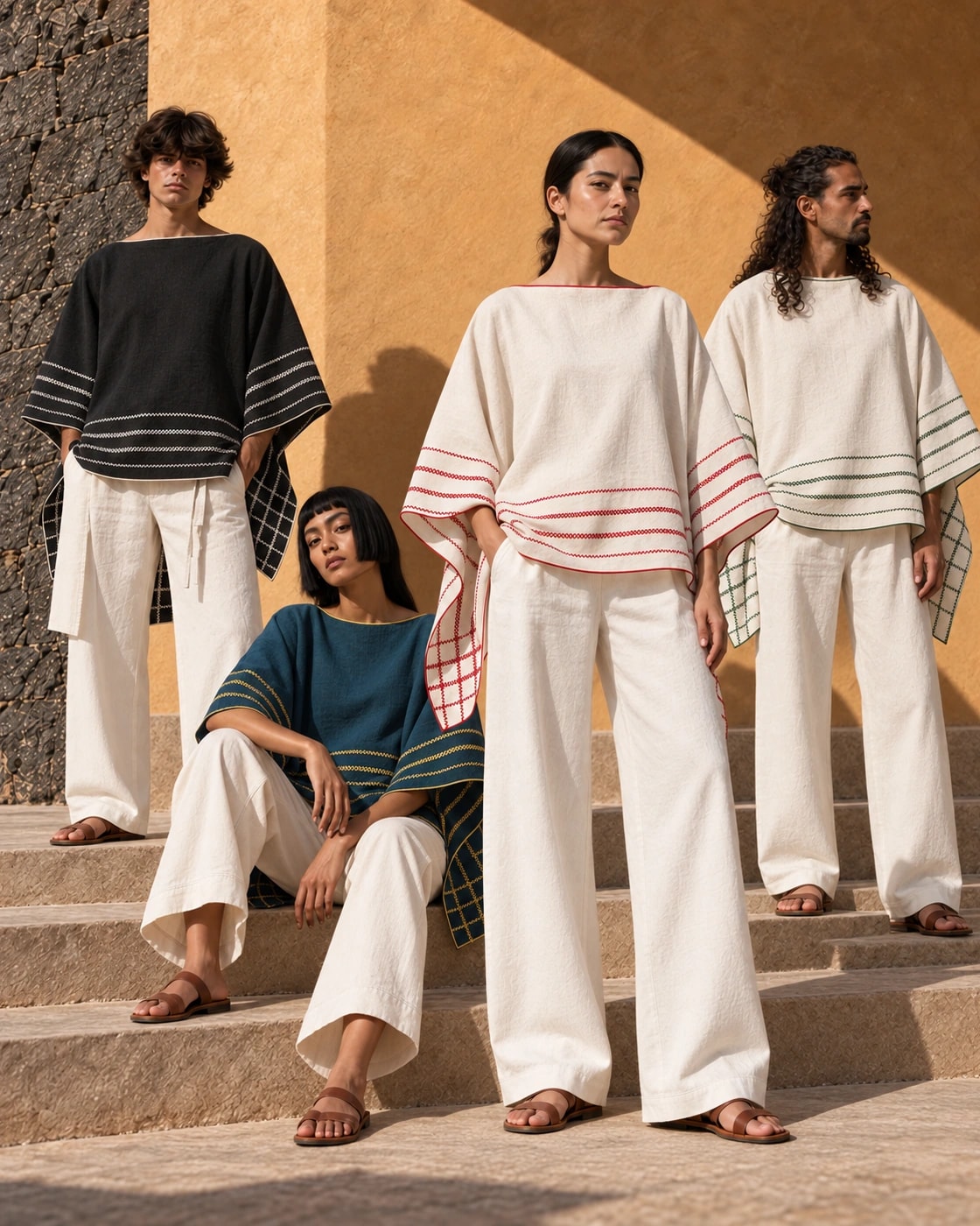 Poncho Marbella de lino, toda la gama